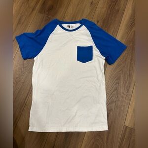 💙 SF Boys Raglan Pocket Tee – Blue & White (Size S)